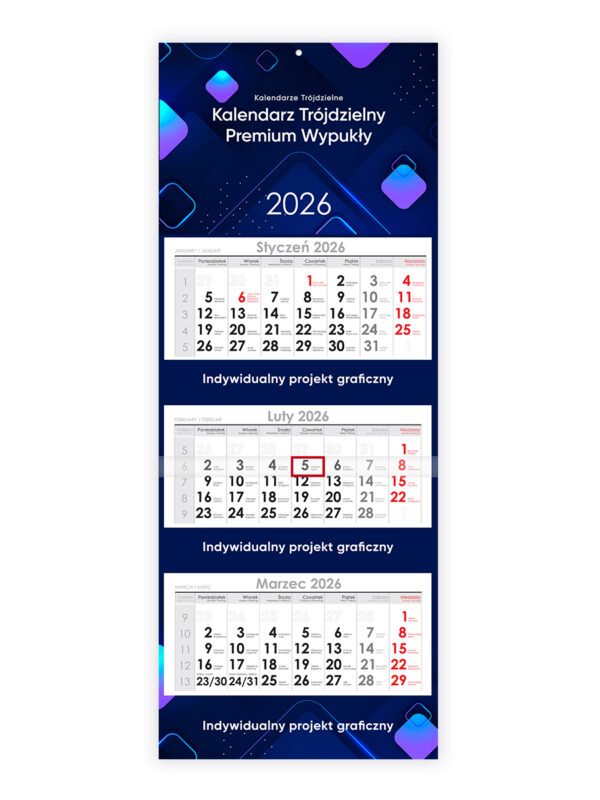 Kalendarz Trójdzielny Premium Wypukły